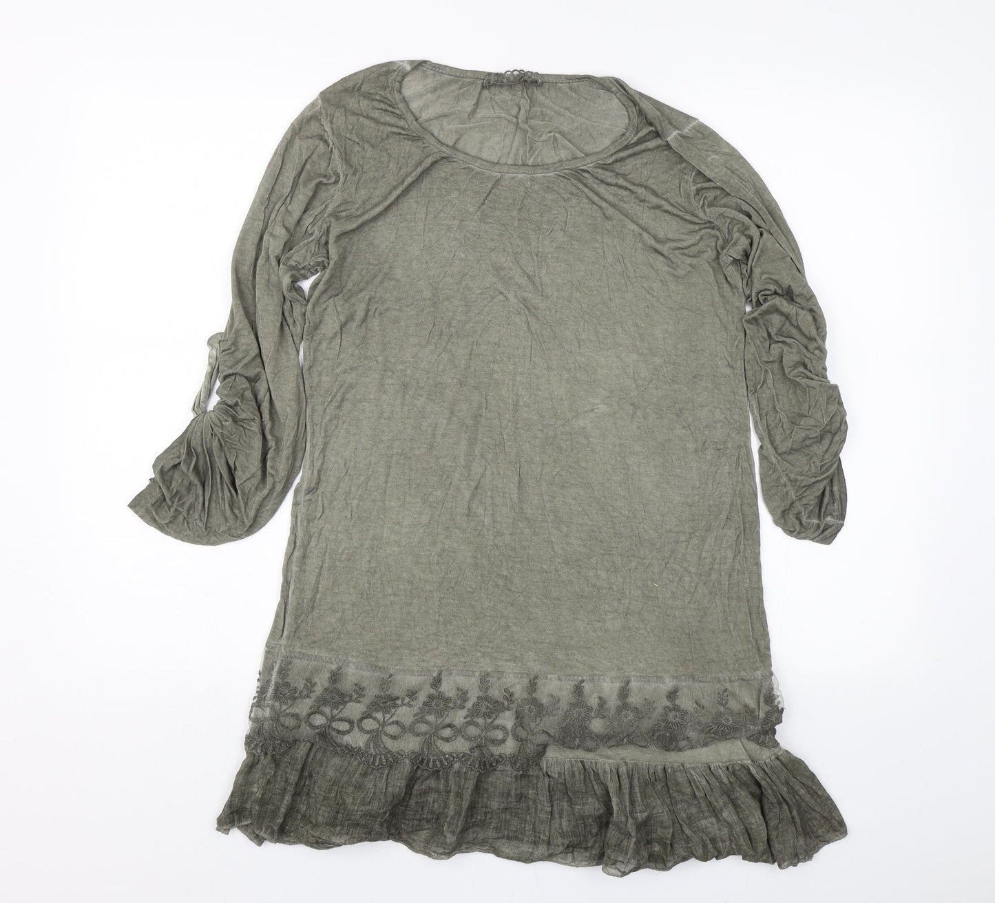 Womens UK Size L Preworn Green Basic T-Shirt