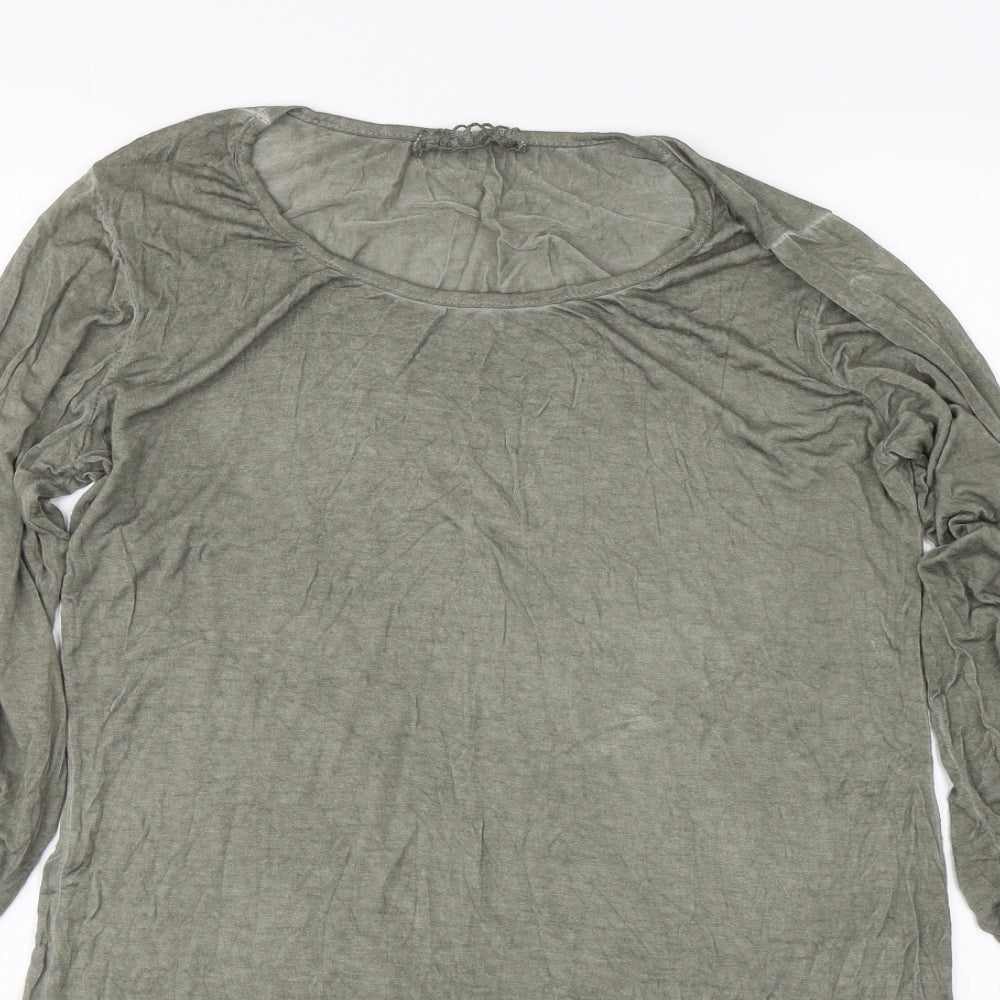 Womens UK Size L Preworn Green Basic T-Shirt