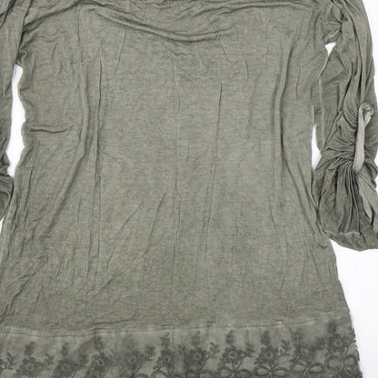 Womens UK Size L Preworn Green Basic T-Shirt