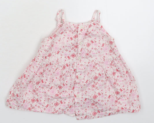 Preworn Girls White Floral  Shirt Dress  Size 18-24 Months