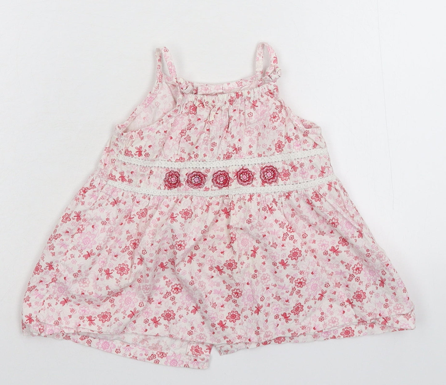 Preworn Girls White Floral  Shirt Dress  Size 18-24 Months