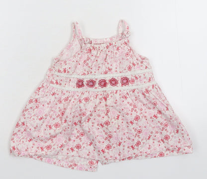 Preworn Girls White Floral  Shirt Dress  Size 18-24 Months