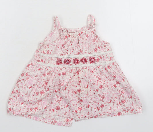 Preworn Girls White Floral  Shirt Dress  Size 18-24 Months