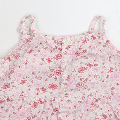 Preworn Girls White Floral  Shirt Dress  Size 18-24 Months