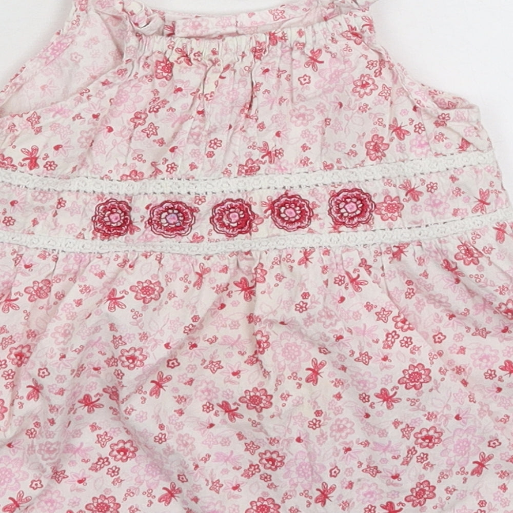 Preworn Girls White Floral  Shirt Dress  Size 18-24 Months