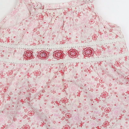 Preworn Girls White Floral  Shirt Dress  Size 18-24 Months