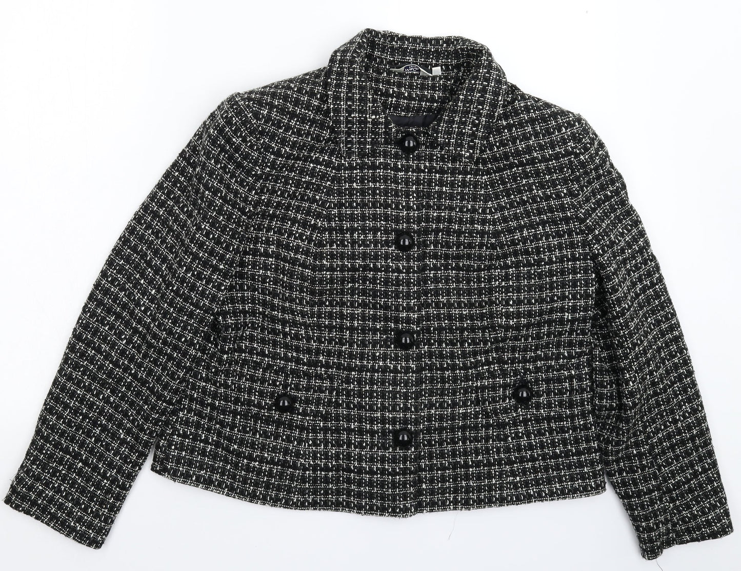 M&Co Womens Black Check  Jacket Blazer Size 14