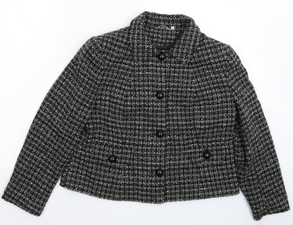 M&Co Womens Black Check  Jacket Blazer Size 14
