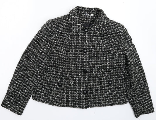 M&Co Womens Black Check  Jacket Blazer Size 14
