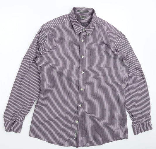Mens UK Collar Size M Eddie Bauer Smart Purple  Dress Shirt