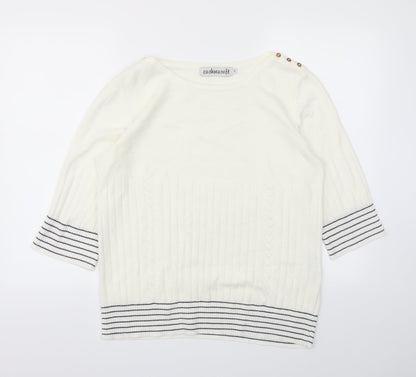 cashmasobt Womens White   Pullover Jumper Size S