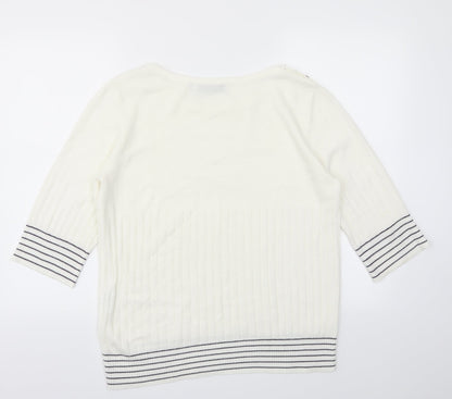 cashmasobt Womens White   Pullover Jumper Size S