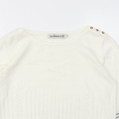 cashmasobt Womens White   Pullover Jumper Size S