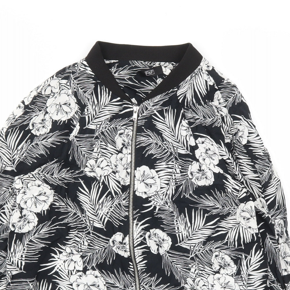 F&F Womens Black Floral  Jacket  Size 8