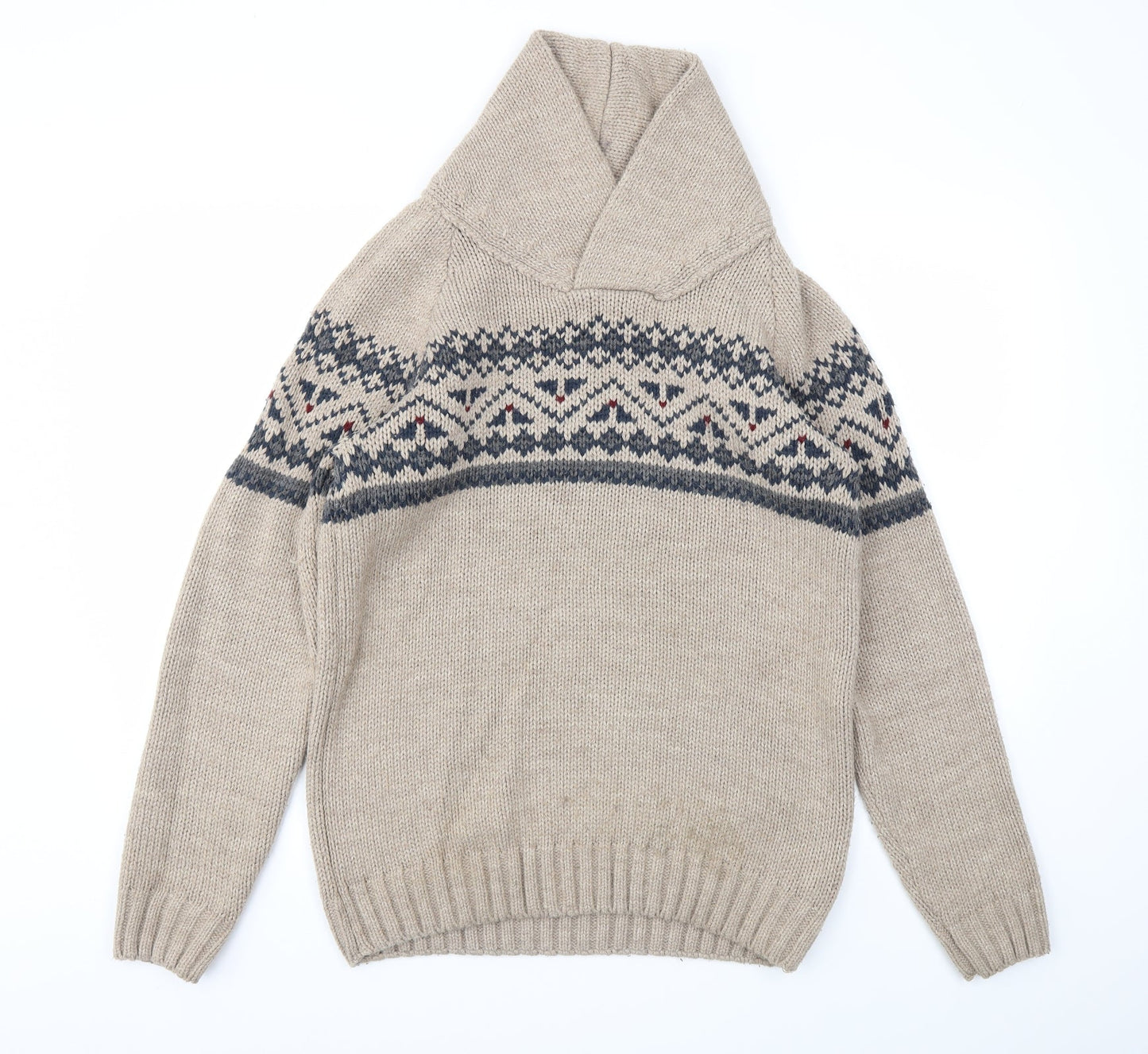 TEX Mens Beige Argyle/Diamond  Pullover Sweatshirt Size S