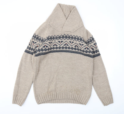 TEX Mens Beige Argyle/Diamond  Pullover Sweatshirt Size S