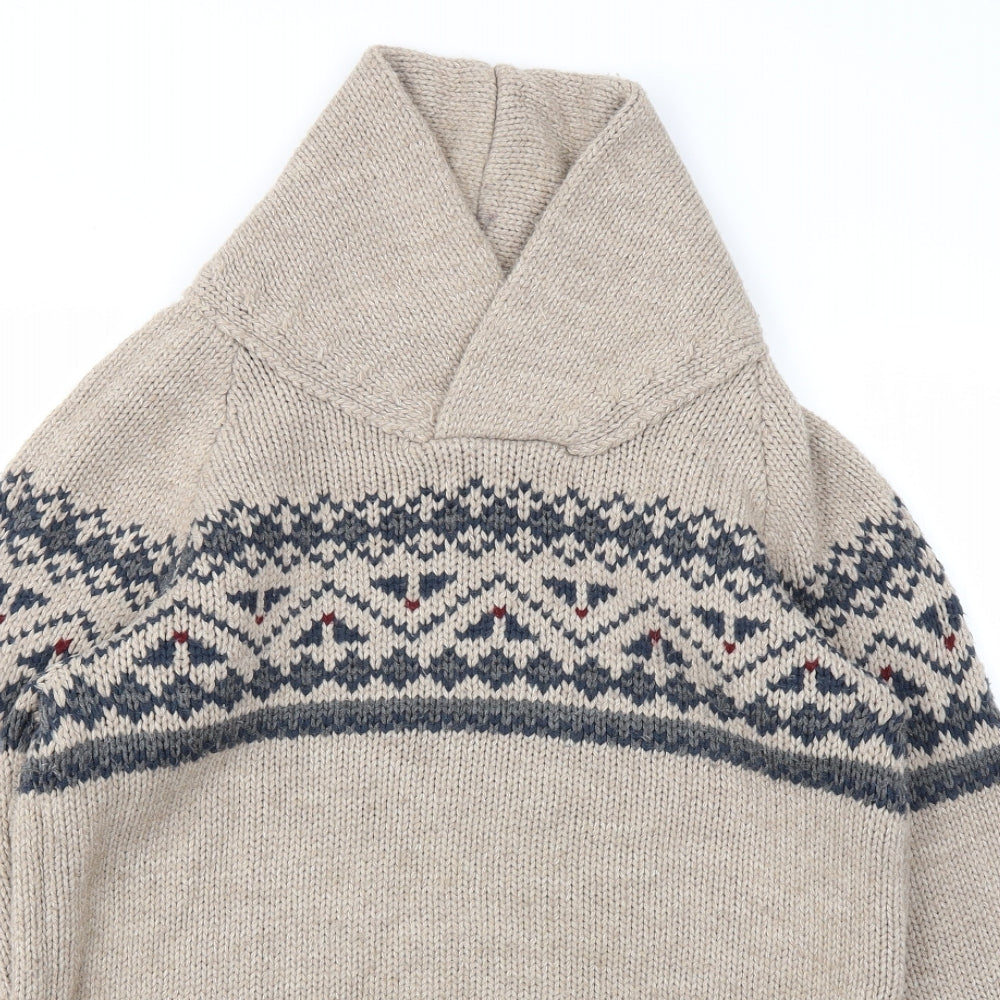 TEX Mens Beige Argyle/Diamond  Pullover Sweatshirt Size S