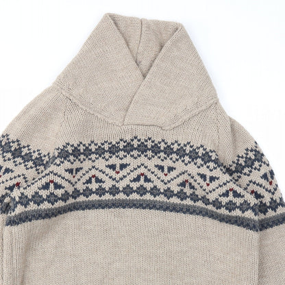 TEX Mens Beige Argyle/Diamond  Pullover Sweatshirt Size S