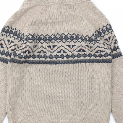 TEX Mens Beige Argyle/Diamond  Pullover Sweatshirt Size S