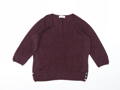 Womens UK Size 12 M&S Purple Basic T-Shirt