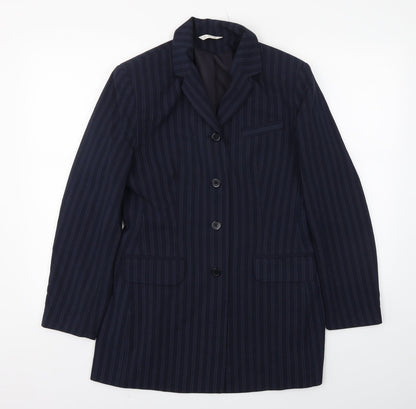 George Womens Blue Striped  Jacket Blazer Size 12