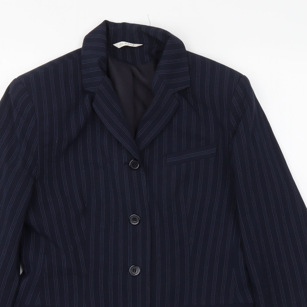 George Womens Blue Striped  Jacket Blazer Size 12
