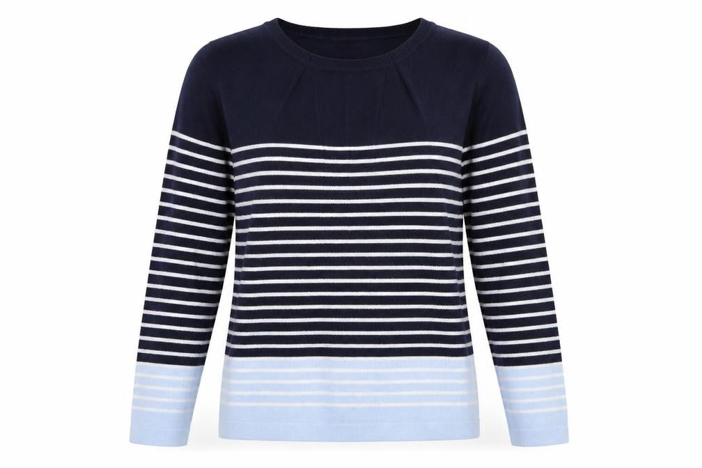 Bonmarché Womens Blue Striped Pullover Jumper Size 12