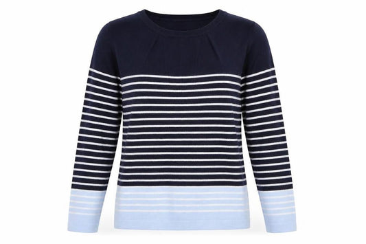 Bonmarché Womens Blue Striped Pullover Jumper Size 12