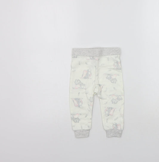 Disney Girls Beige Geometric  Jogger Leggings Size 6-9 Months  - Elastic Waist Band