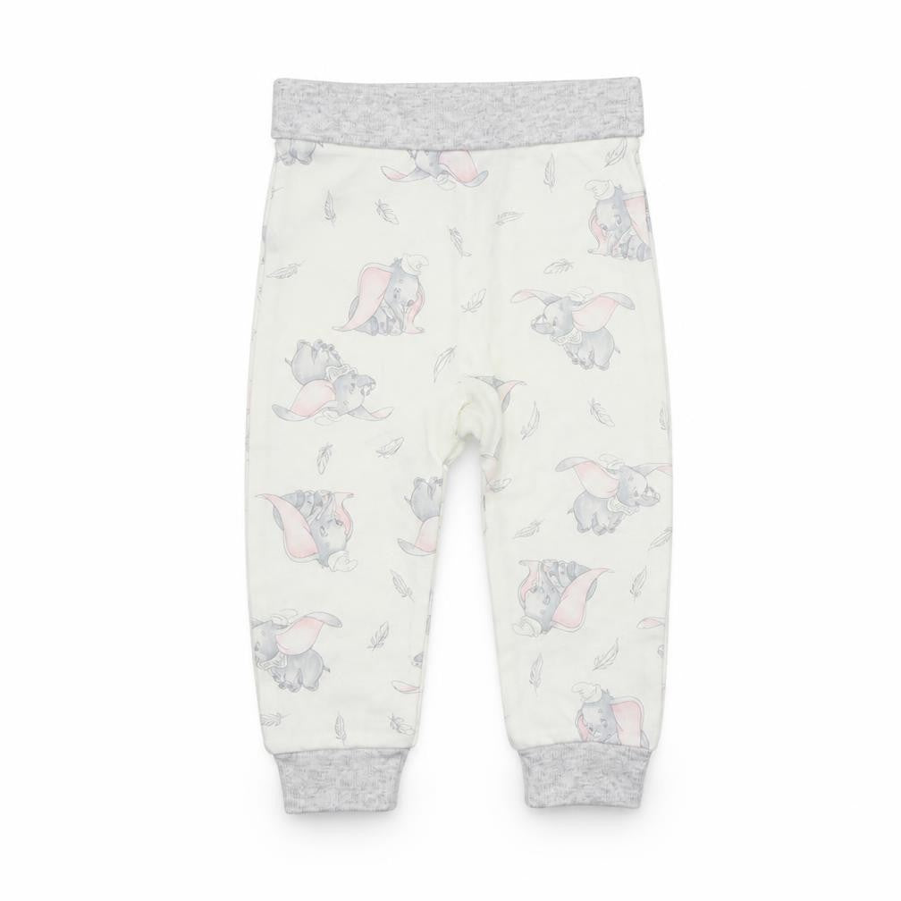 Front view of Disney girls’ beige geometric jogger leggings, size 6-9, months - elastic waist band