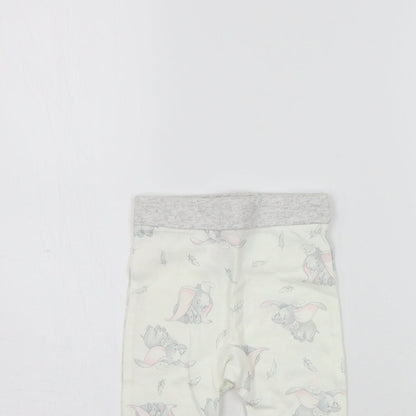 Disney Girls Beige Geometric  Jogger Leggings Size 6-9 Months  - Elastic Waist Band