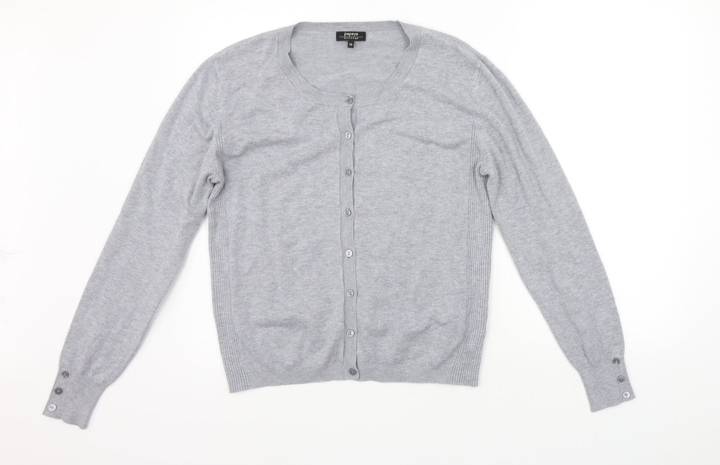 Womens UK Size 16 Papaya Grey Cardigan Jumper