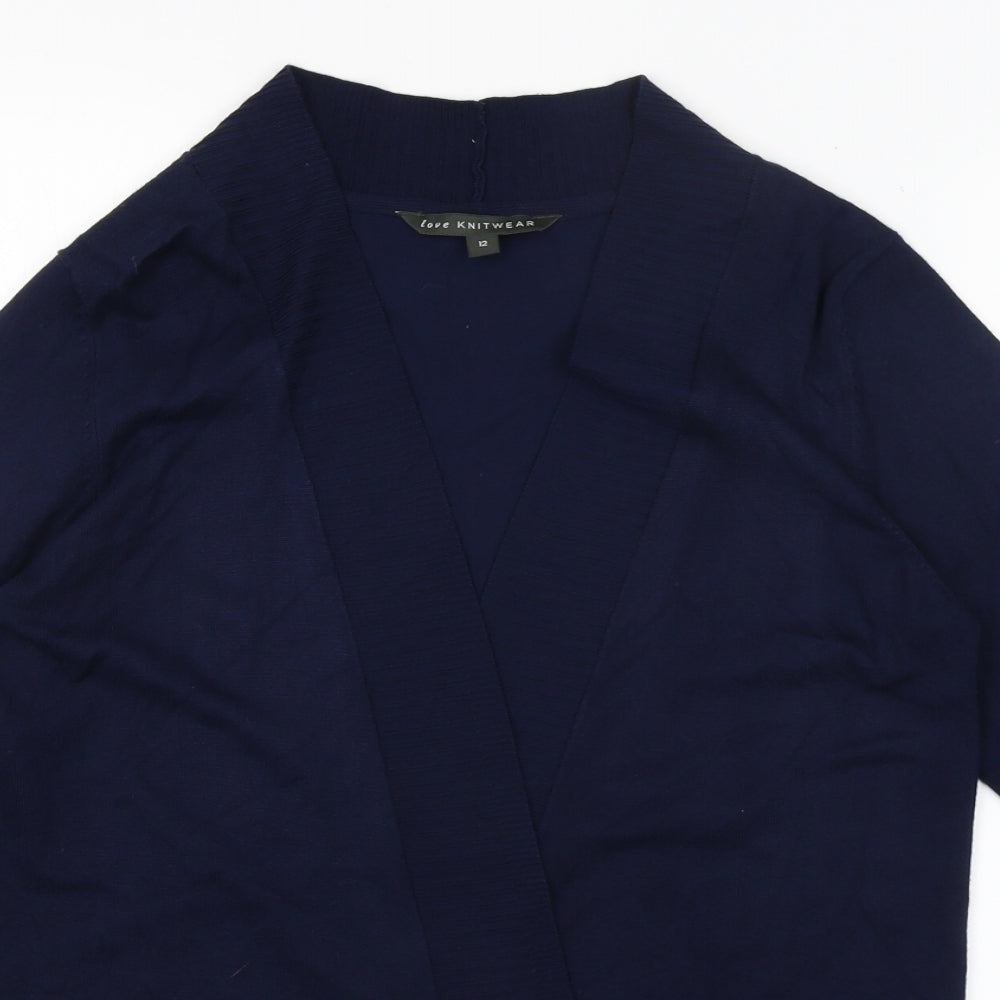 Womens UK Size 12 Love Knitwear Blue Wrap Jumper