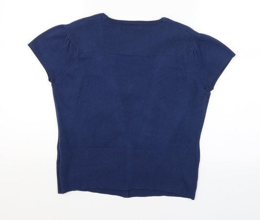 Womens UK Size 14 Papaya Blue Cardigan Jumper