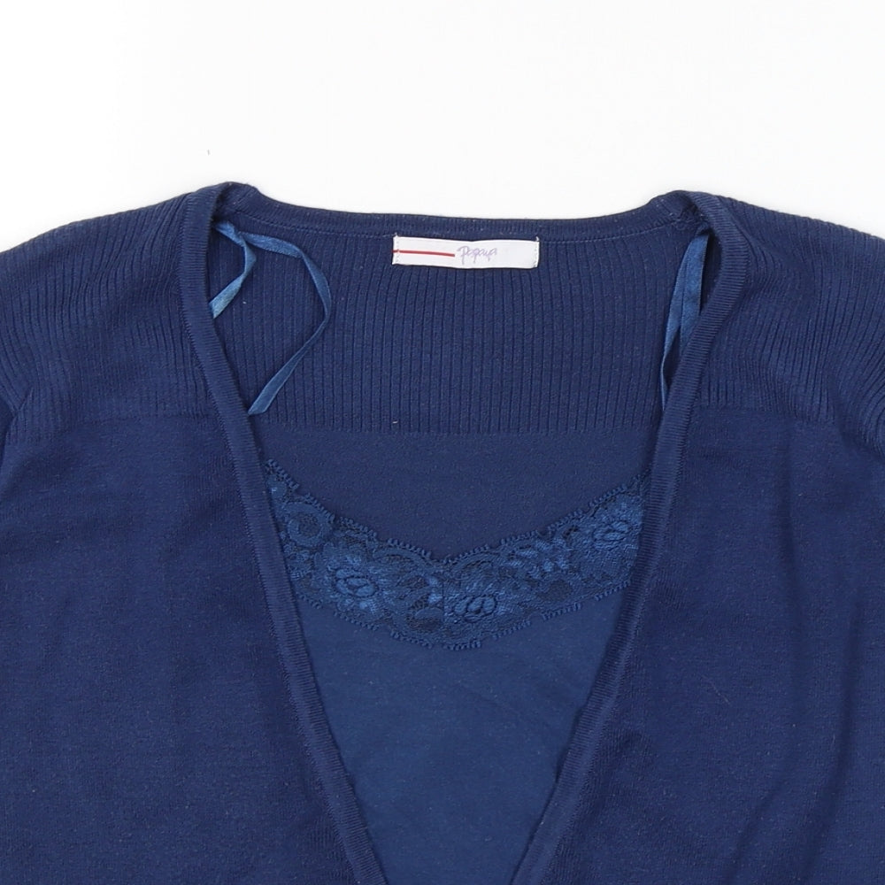 Womens UK Size 14 Papaya Blue Cardigan Jumper