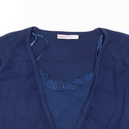 Womens UK Size 14 Papaya Blue Cardigan Jumper