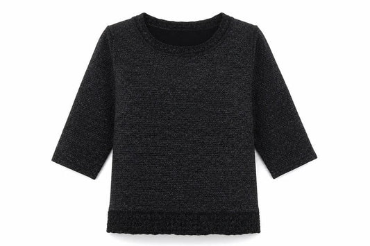 Front view of BM women’s black basic t-shirt, size S
