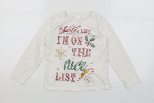 TU Girls White   Basic T-Shirt Size 7 Years  - Santa's List