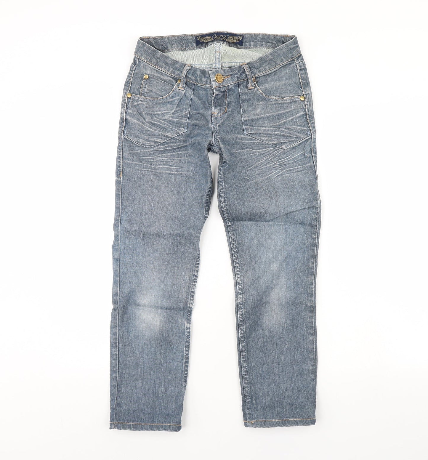 House of Denim Womens Blue  Denim Straight Jeans Size 8 L25 in