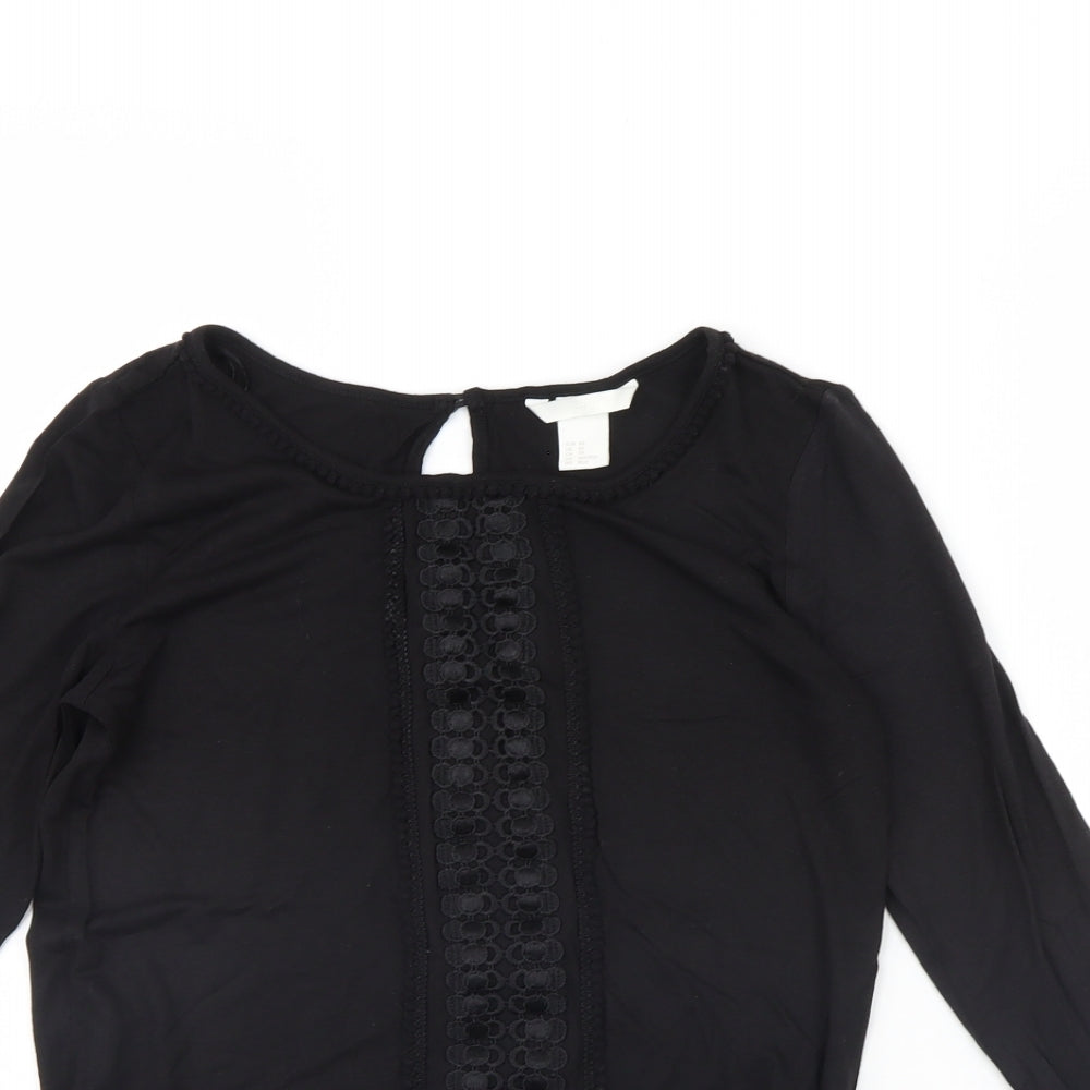 Womens UK Size XS H&M Black Basic Blouse