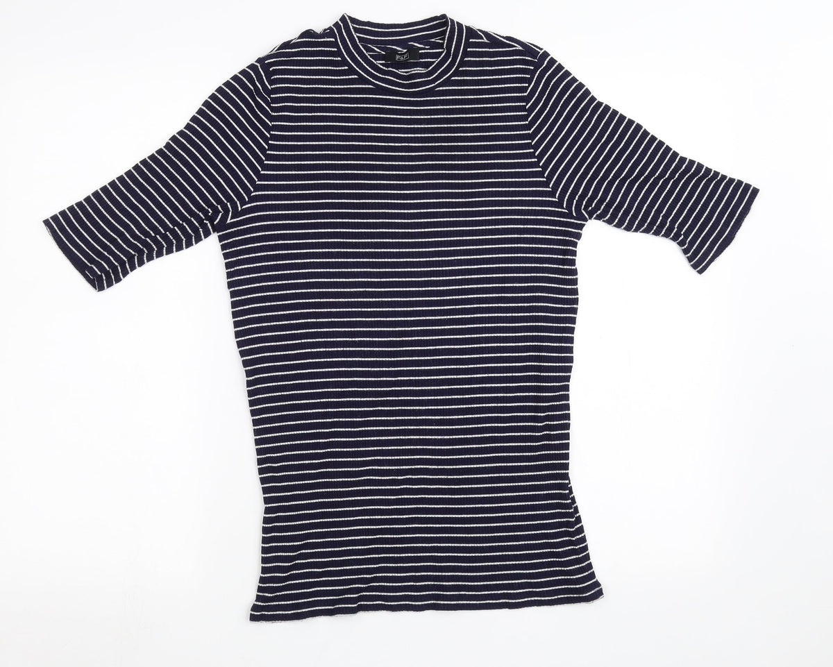 F&F Womens Blue Striped  Pullover Sweatshirt Size 12