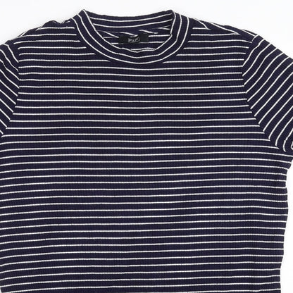 F&F Womens Blue Striped  Pullover Sweatshirt Size 12