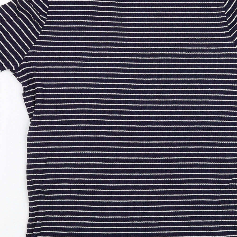 F&F Womens Blue Striped  Pullover Sweatshirt Size 12