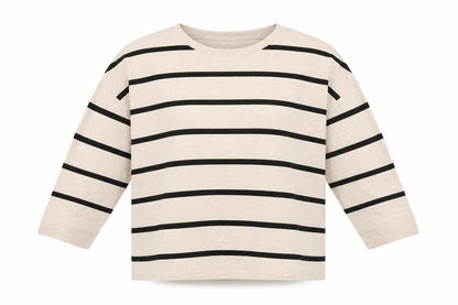Womens Beige Striped  Pullover Sweatshirt Size L