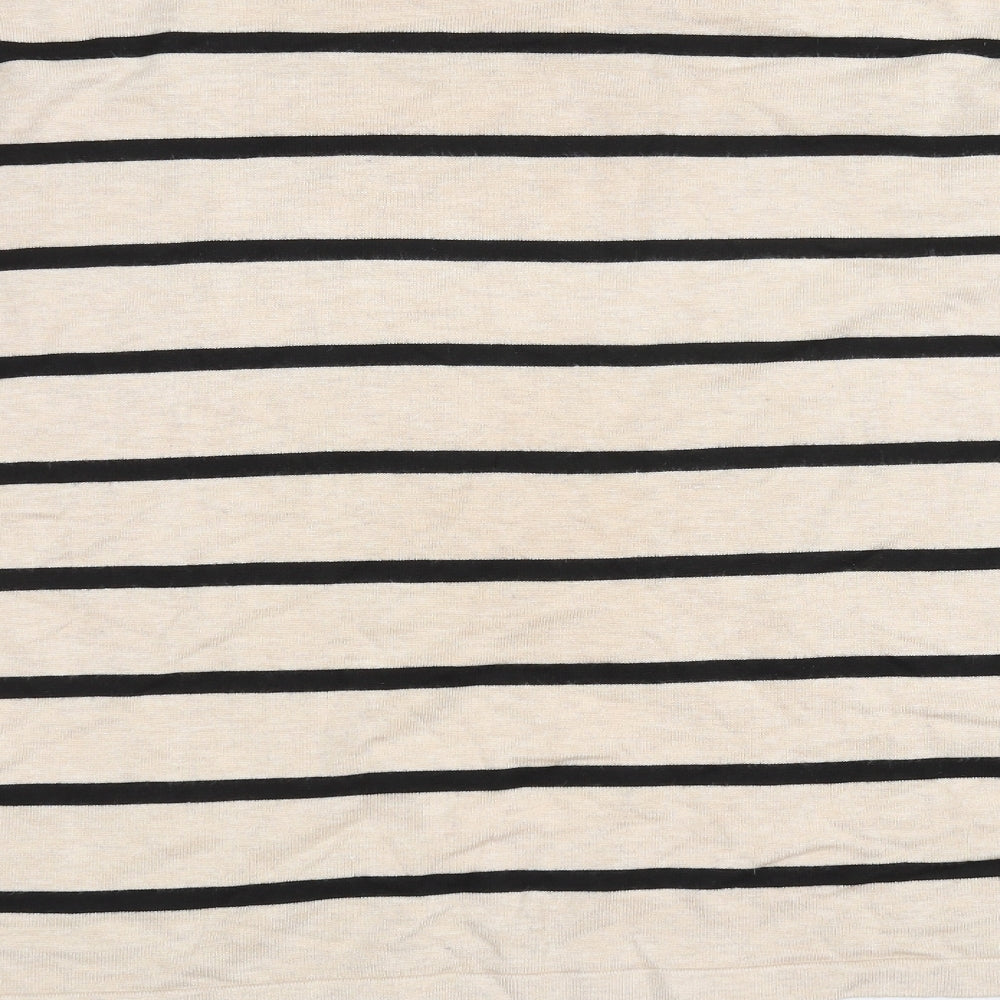 Womens Beige Striped  Pullover Sweatshirt Size L