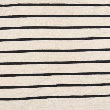 Womens Beige Striped  Pullover Sweatshirt Size L