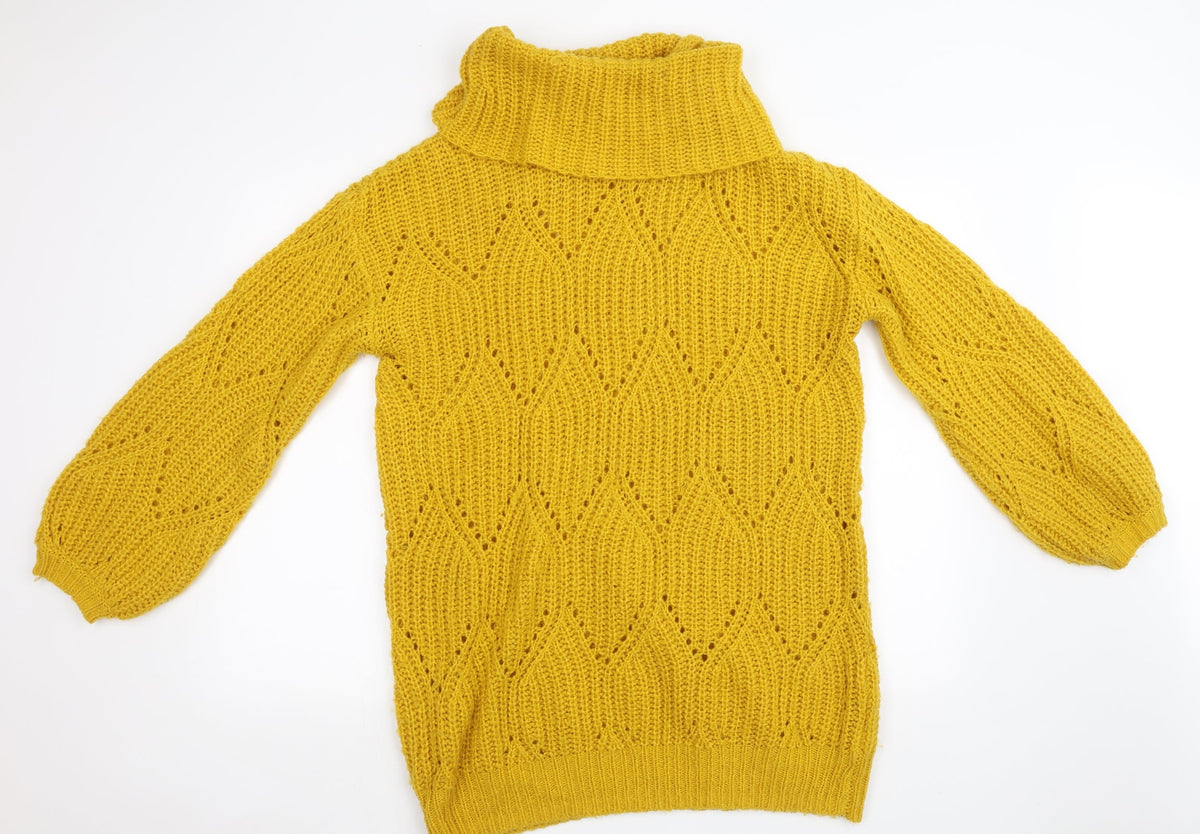 Back view of TU women’s yellow pullover sweatshirt, size UK 16