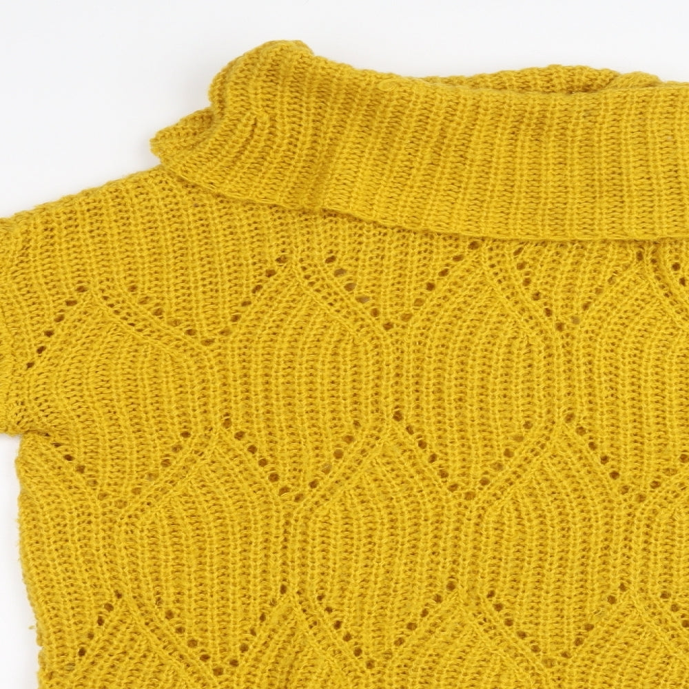 Close-up detail of TU women’s yellow pullover sweatshirt, size UK 16