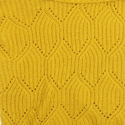 Brand and care label for TU women’s yellow pullover sweatshirt, size UK 16