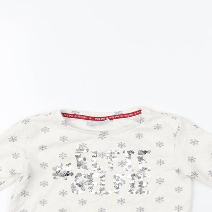 Matalan Girls White   Pullover Jumper Size 3 Years